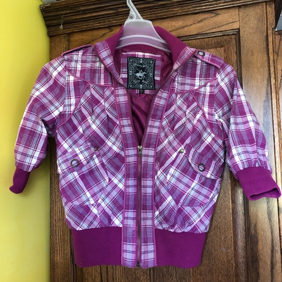 Purple plaid Zip up jacket - Picture 7 of 8